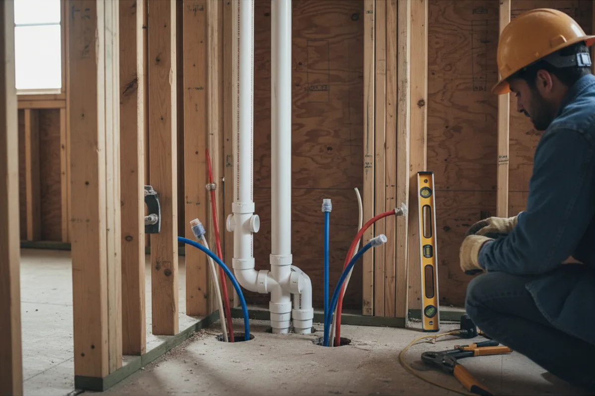 Drain and supply rough-in during Leak Detection in Porters Falls
