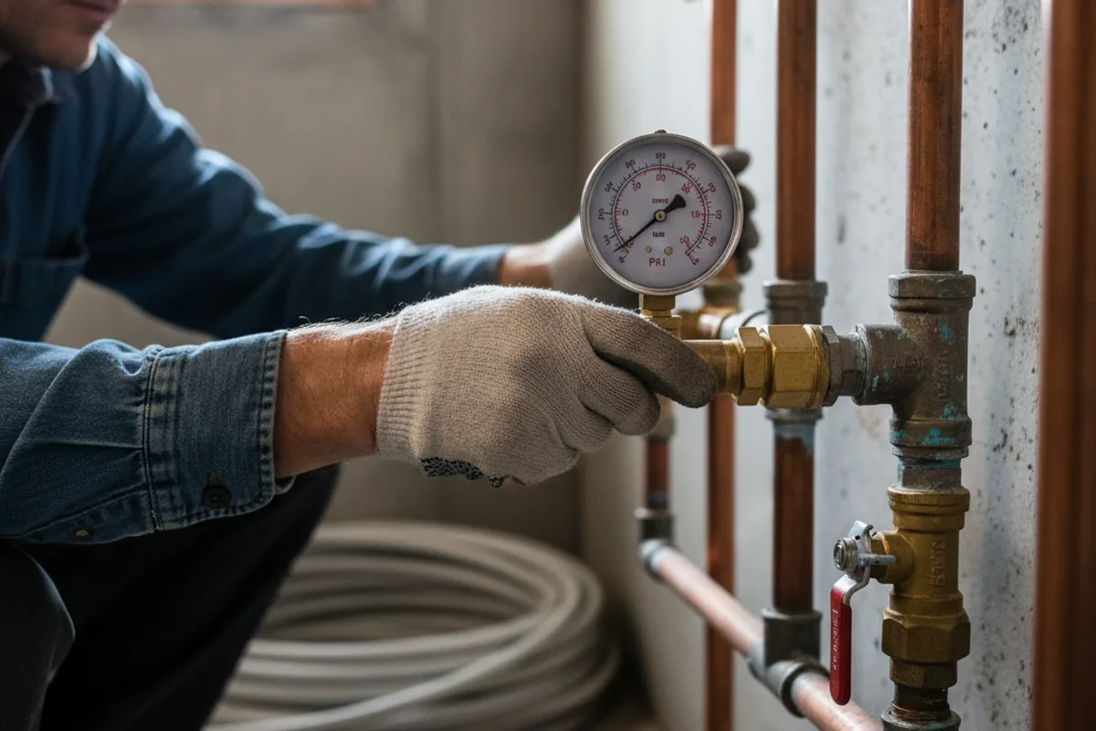 Pressure testing a repaired line during Water Line Repair in Porters Falls